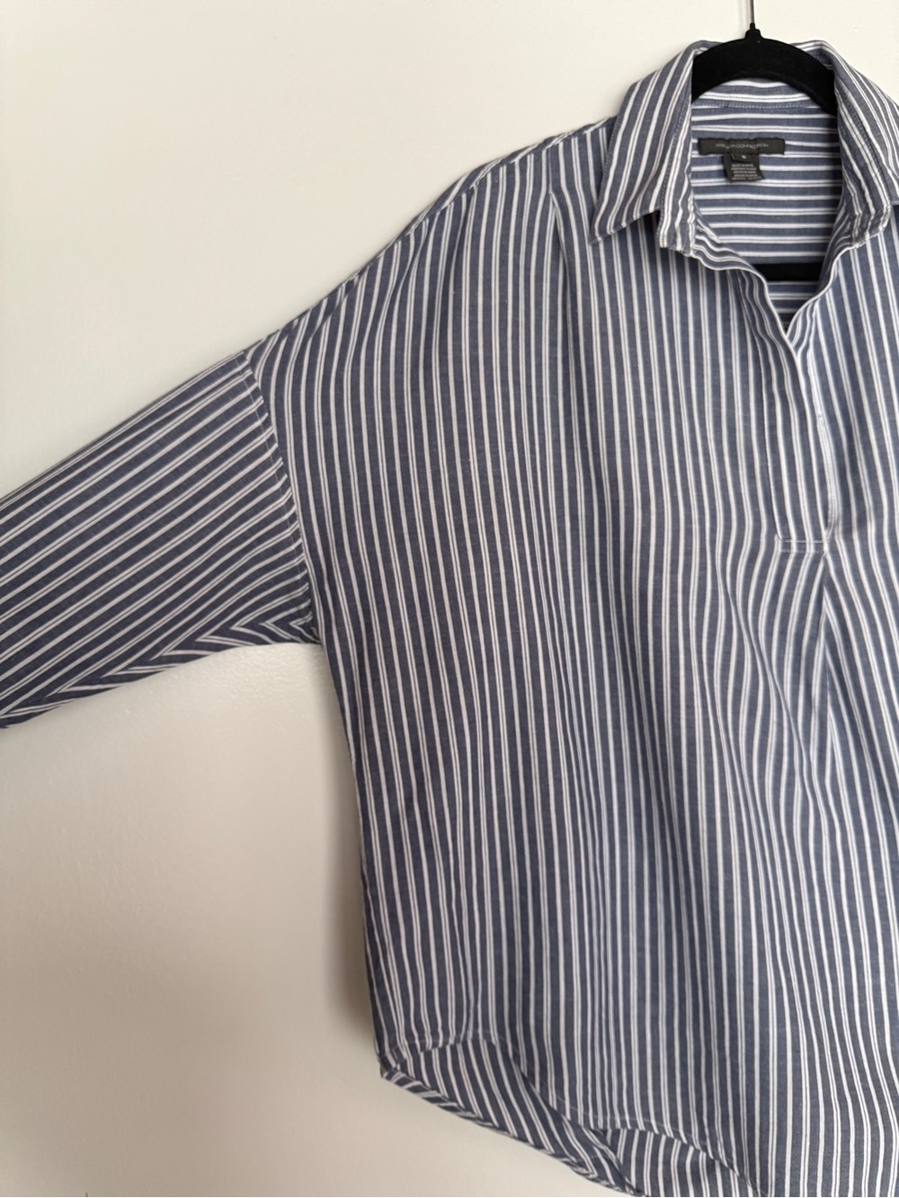 French Connection Women’s Blue and White Dolman-Sleeve Striped Shirt - Picture 2 of 10